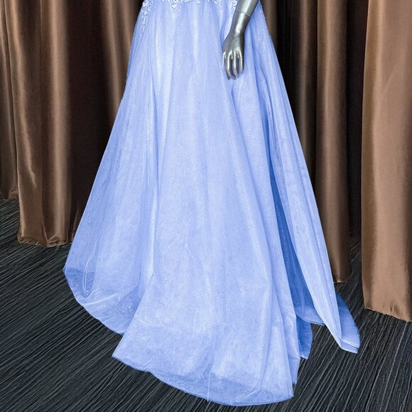 NEW A-LINE FLORAL EMBELLISHED GOWN W/ SWEETHEART NECK & PUFF SLEEVELESS AC 3041 - Picture 5 of 10